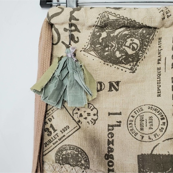 *SOLD* Indian Inc. Butterfly Boho Burlap Knapsack Bag - Picture 3 of 8